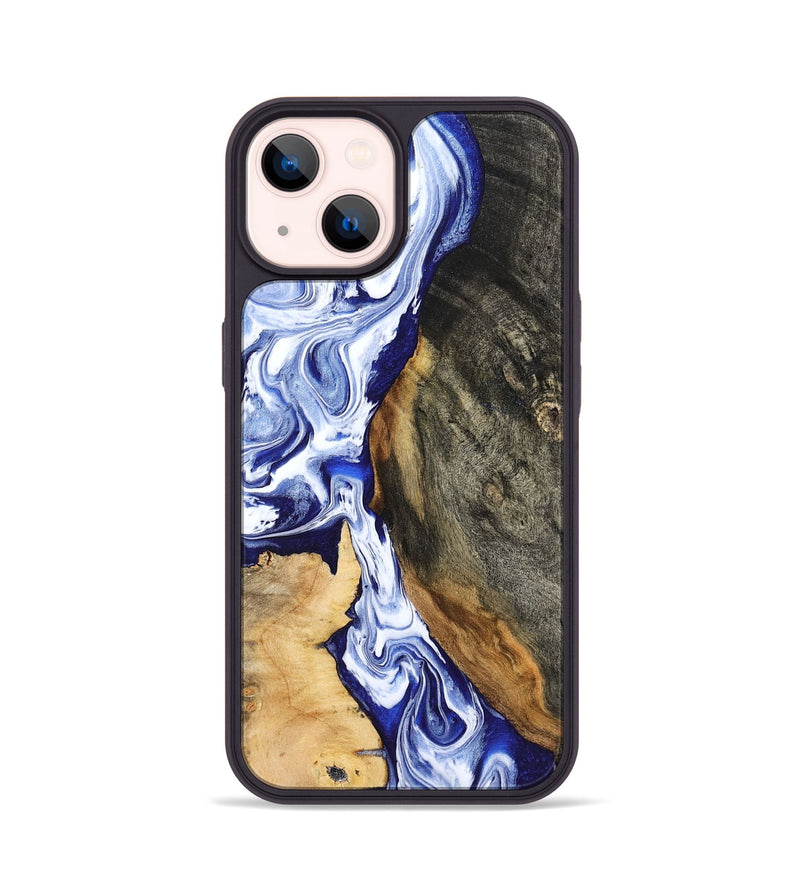 iPhone 14 Wood Phone Case - Racheal (Blue, 799567)