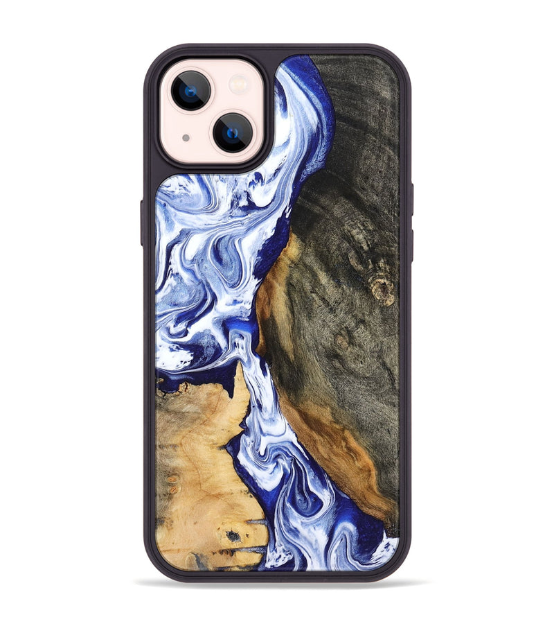 iPhone 14 Plus Wood Phone Case - Racheal (Blue, 799567)