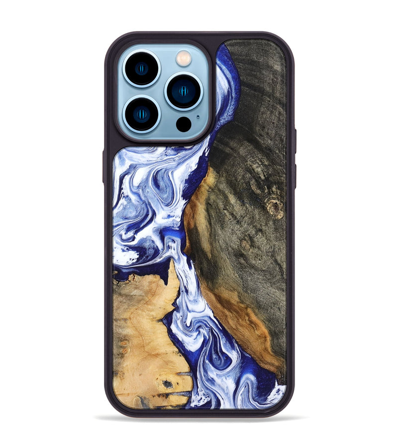 iPhone 14 Pro Max Wood Phone Case - Racheal (Blue, 799567)