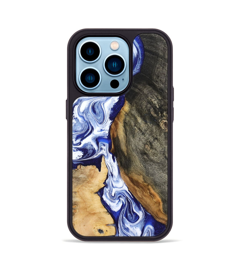 iPhone 14 Pro Wood Phone Case - Racheal (Blue, 799567)