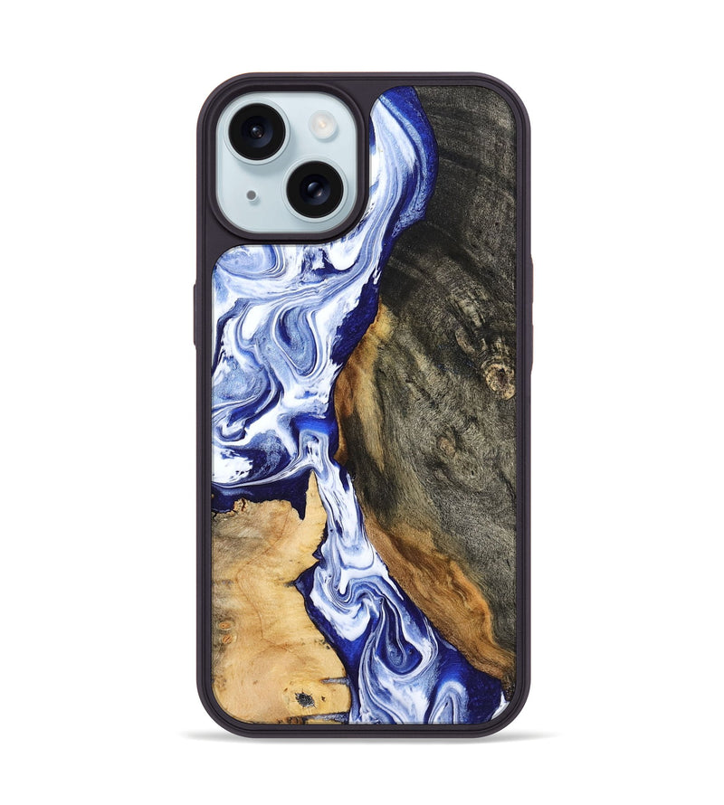 iPhone 15 Wood Phone Case - Racheal (Blue, 799567)