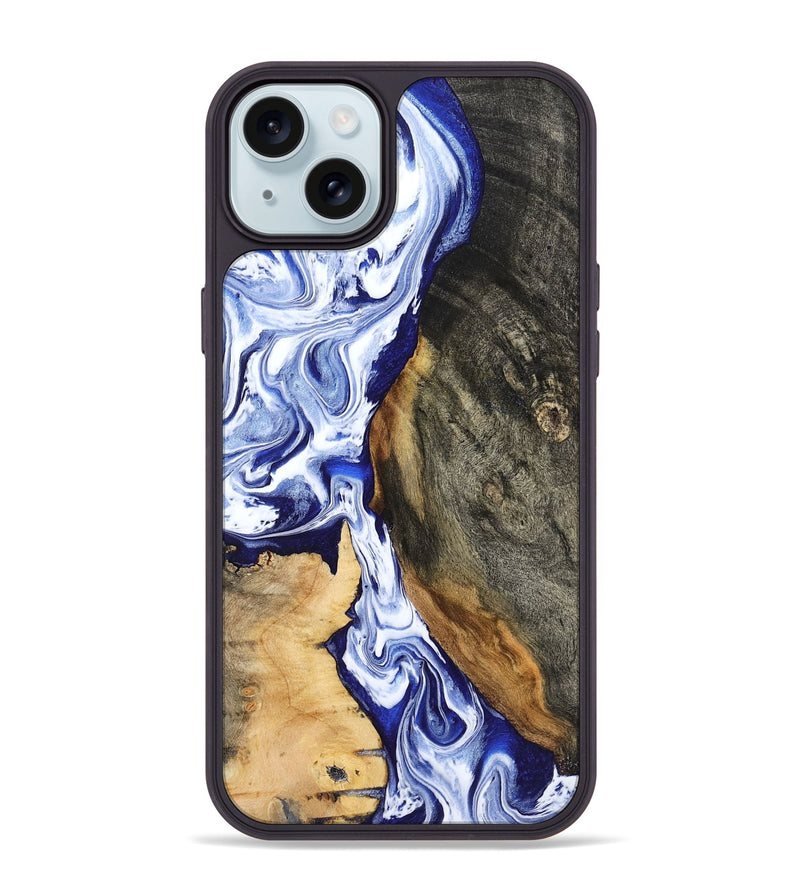 iPhone 15 Plus Wood Phone Case - Racheal (Blue, 799567)