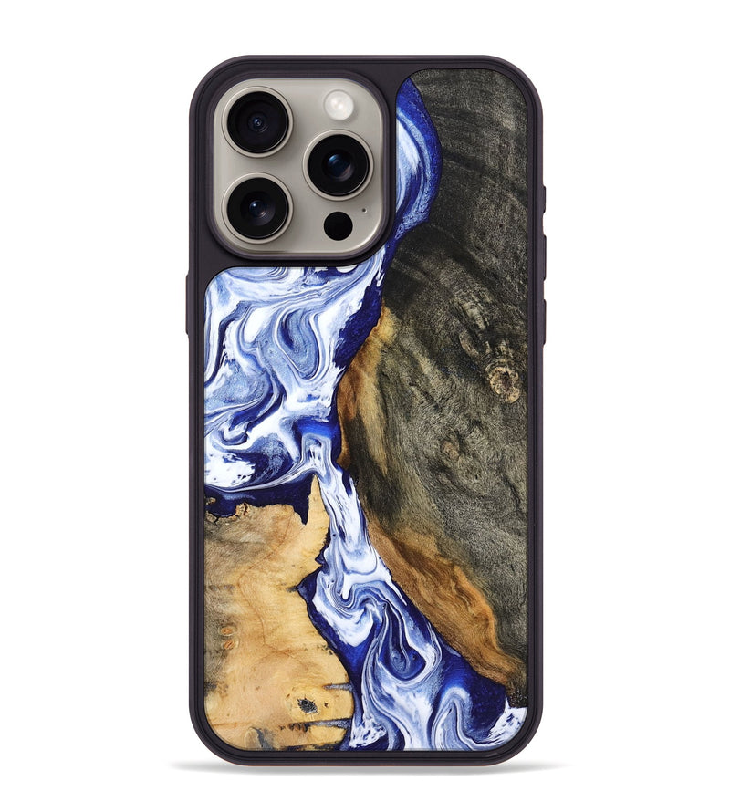 iPhone 15 Pro Max Wood Phone Case - Racheal (Blue, 799567)