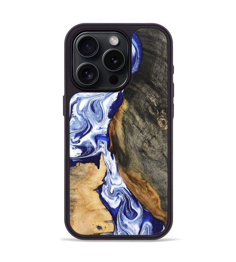 iPhone 15 Pro Wood Phone Case - Racheal (Blue, 799567)