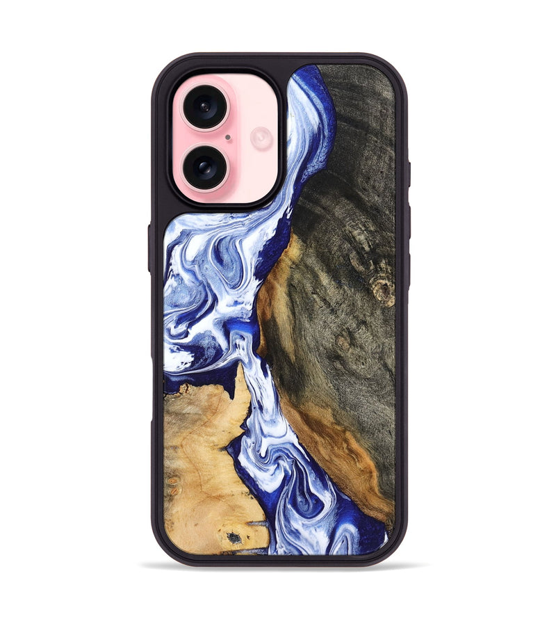 iPhone 16 Wood Phone Case - Racheal (Blue, 799567)
