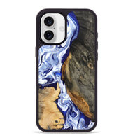 iPhone 16 Plus Wood Phone Case - Racheal (Blue, 799567)