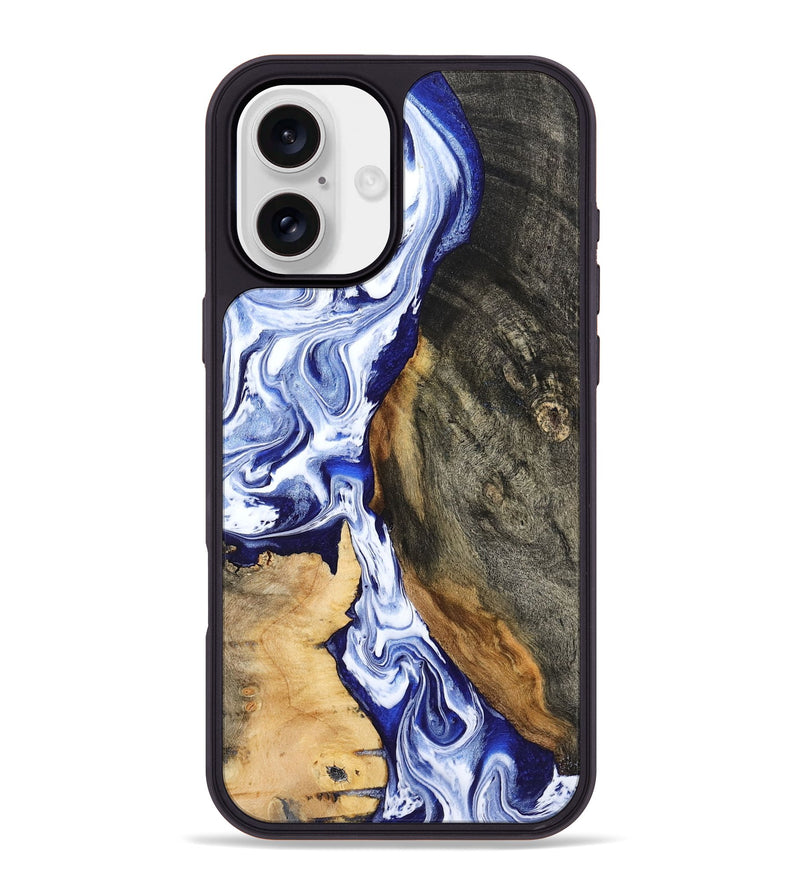 iPhone 16 Plus Wood Phone Case - Racheal (Blue, 799567)