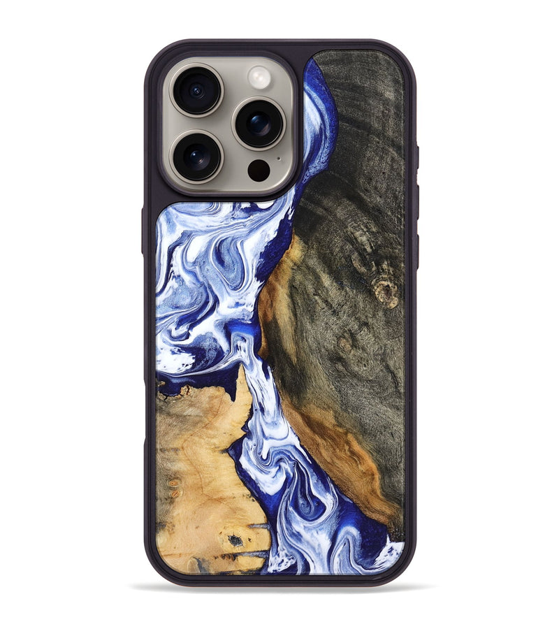 iPhone 16 Pro Max Wood Phone Case - Racheal (Blue, 799567)