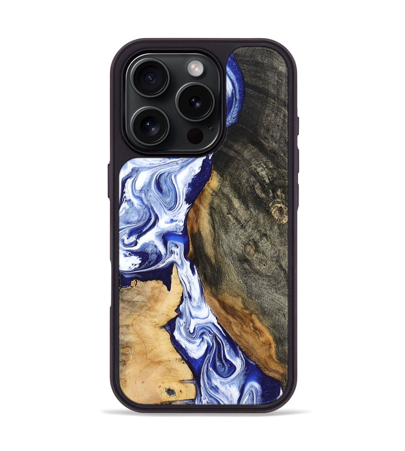 iPhone 16 Pro Wood Phone Case - Racheal (Blue, 799567)