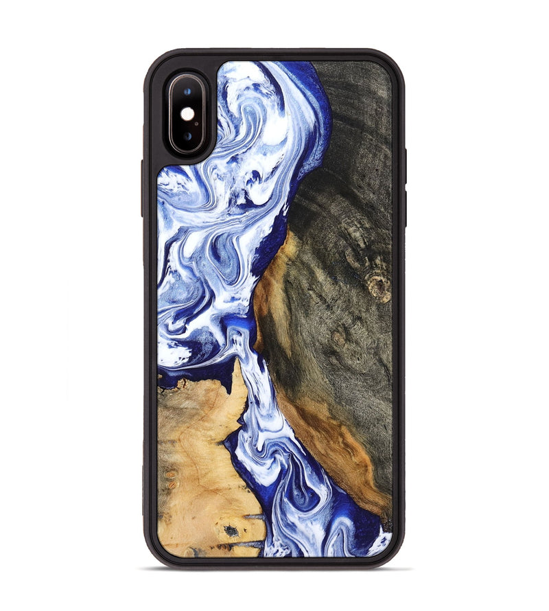 iPhone Xs Max Wood Phone Case - Racheal (Blue, 799567)