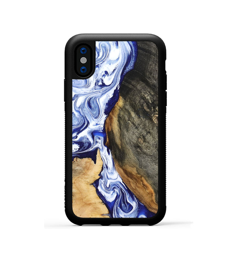 iPhone Xs Wood Phone Case - Racheal (Blue, 799567)
