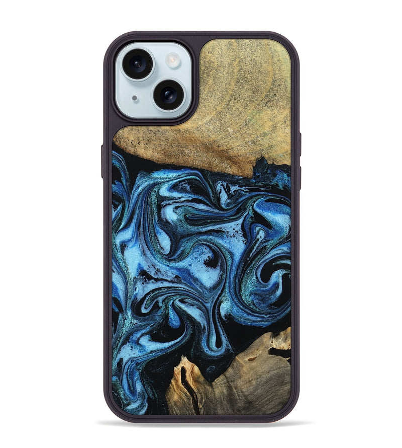 iPhone 15 Plus Wood Phone Case - Karlie (Blue, 799570)