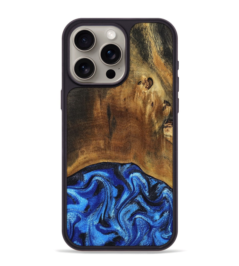 iPhone 15 Pro Max Wood Phone Case - Jed (Blue, 799571)
