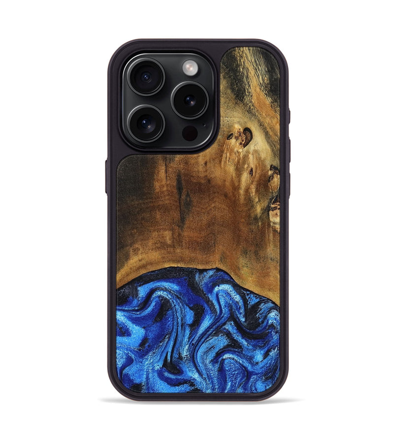 iPhone 15 Pro Wood Phone Case - Jed (Blue, 799571)