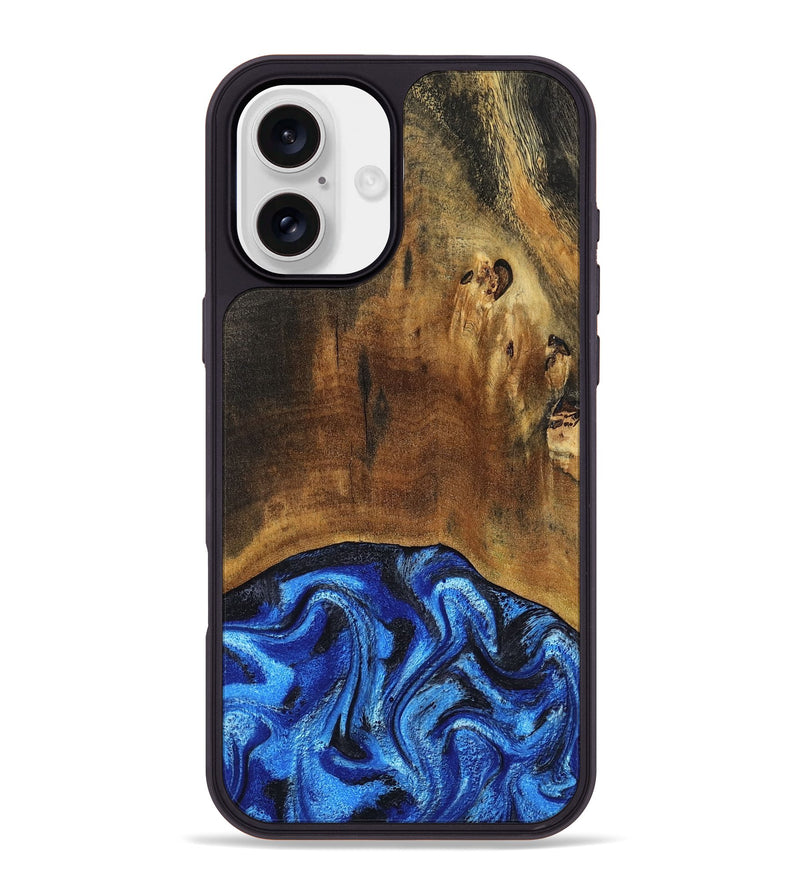 iPhone 16 Plus Wood Phone Case - Jed (Blue, 799571)