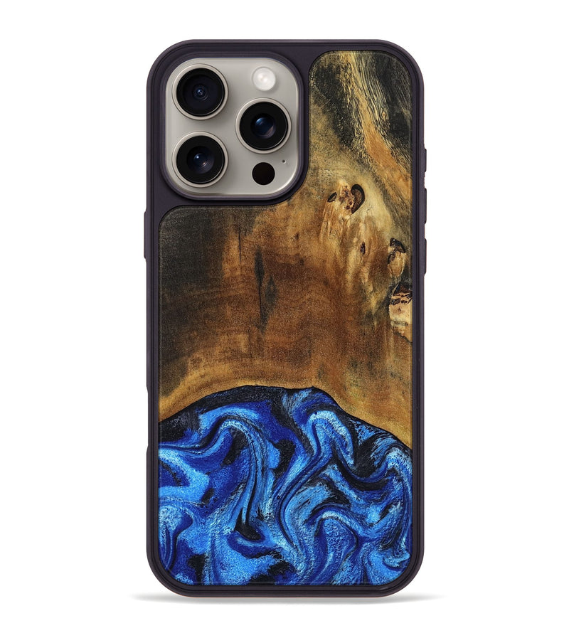 iPhone 16 Pro Max Wood Phone Case - Jed (Blue, 799571)