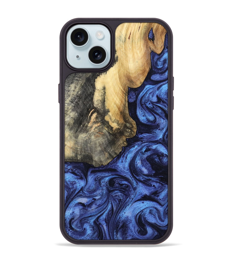 iPhone 15 Plus Wood Phone Case - Nigel (Blue, 799572)