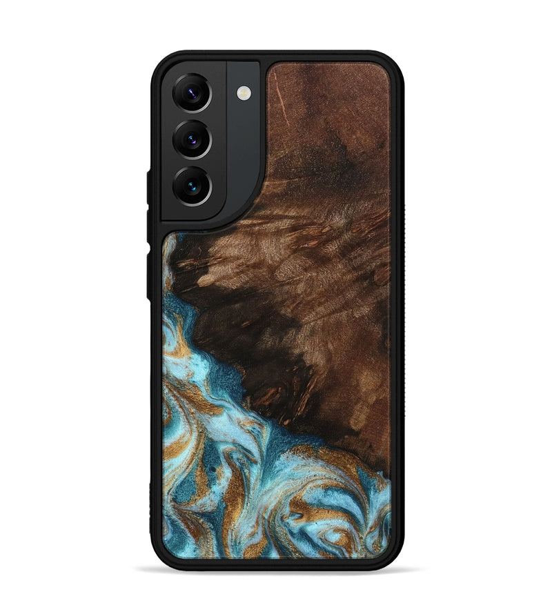 Galaxy S22 Plus Wood Phone Case - Madilyn (Teal & Gold, 799625)