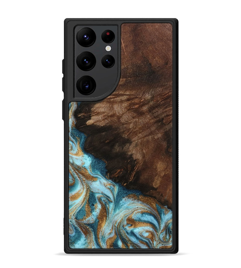 Galaxy S22 Ultra Wood Phone Case - Madilyn (Teal & Gold, 799625)