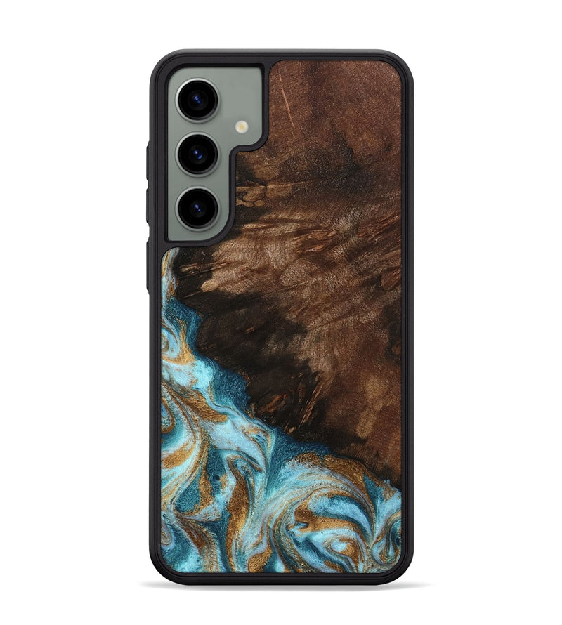 Galaxy S24 Plus Wood Phone Case - Madilyn (Teal & Gold, 799625)
