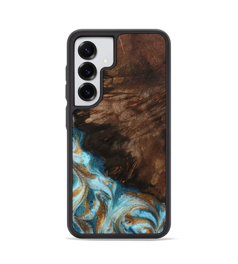 Galaxy S25 Wood Phone Case - Madilyn (Teal & Gold, 799625)