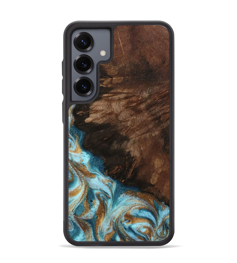 Galaxy S25 Plus Wood Phone Case - Madilyn (Teal & Gold, 799625)