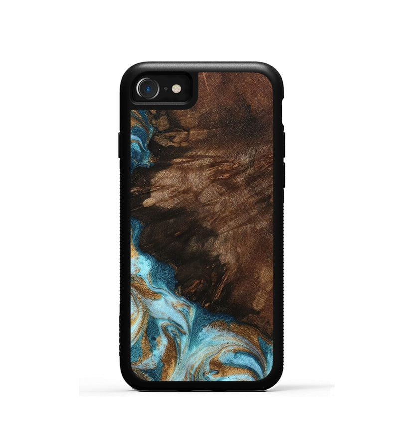 iPhone SE Wood Phone Case - Madilyn (Teal & Gold, 799625)