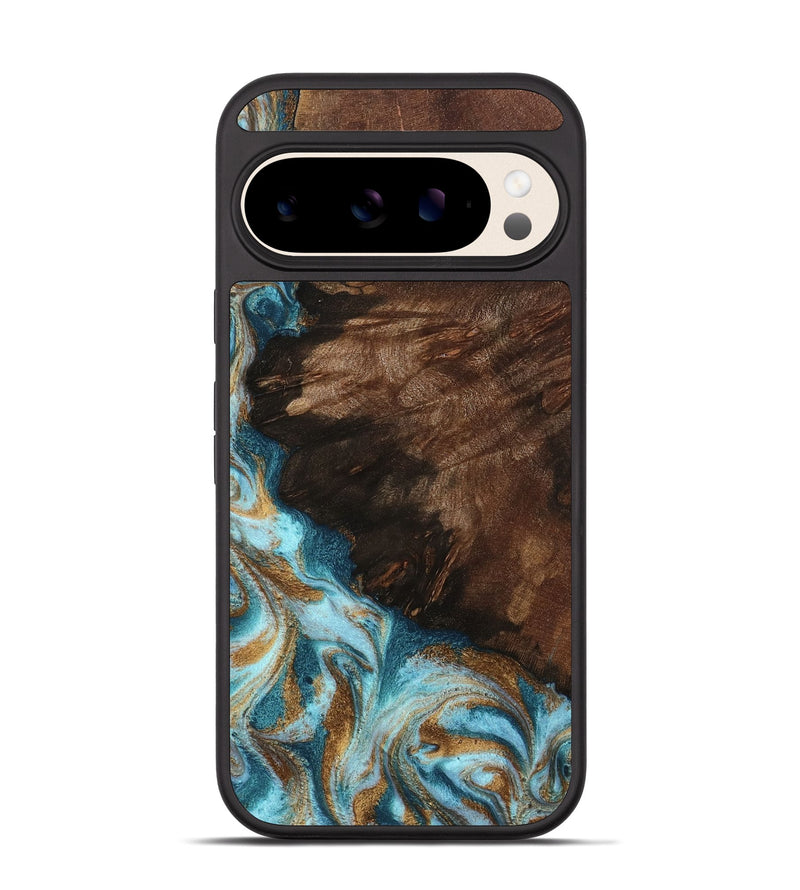Pixel 10 Wood Phone Case - Madilyn (Teal & Gold, 799625)