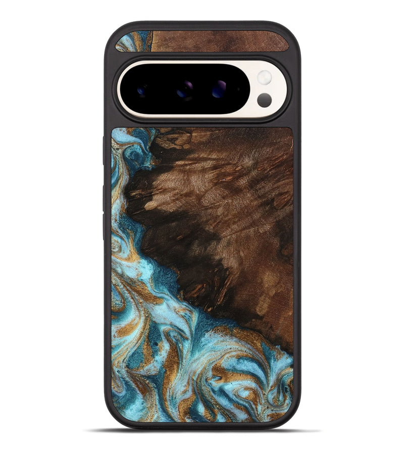 Pixel 10 Pro XL Wood Phone Case - Madilyn (Teal & Gold, 799625)