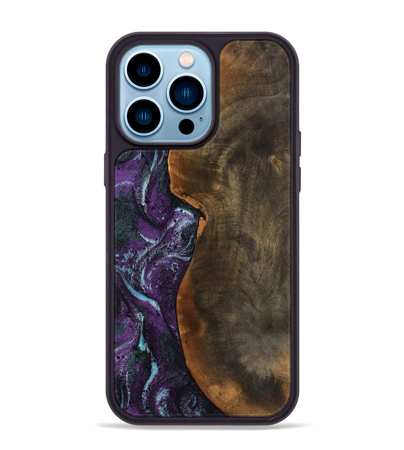 iPhone 14 Pro Max Wood Phone Case - Corina (Purple, 799635)