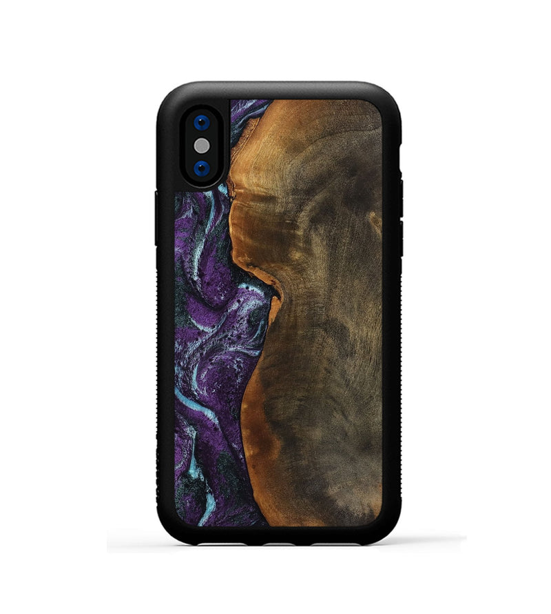 iPhone Xs Wood Phone Case - Corina (Purple, 799635)
