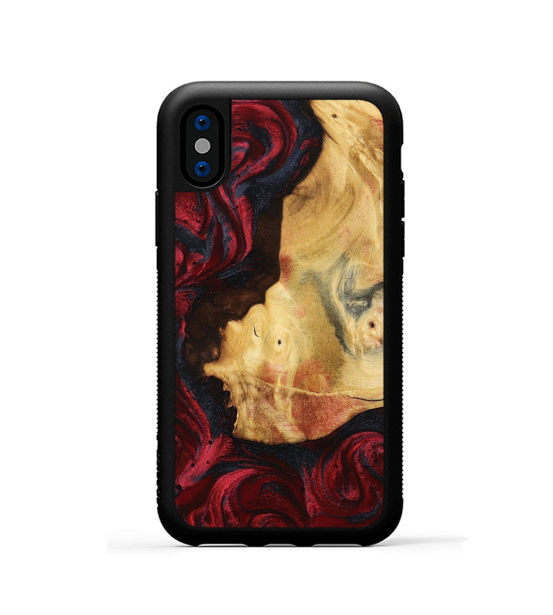 iPhone Xs Wood Phone Case - Julisa (Red, 799638)