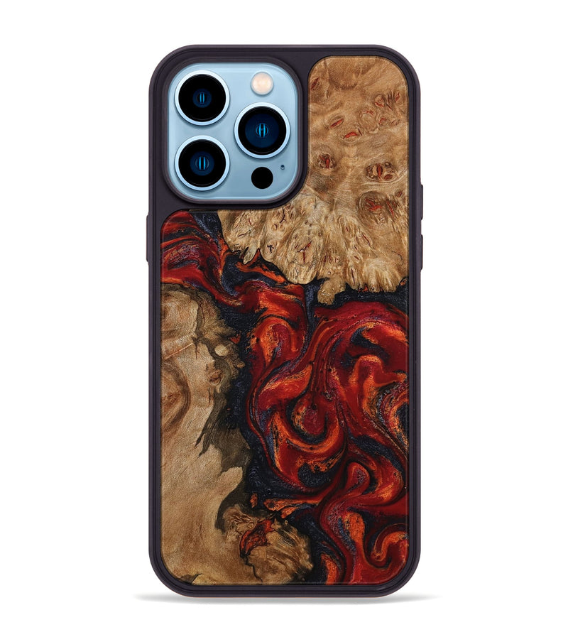 iPhone 14 Pro Max Wood Phone Case - Otho (Red, 799639)