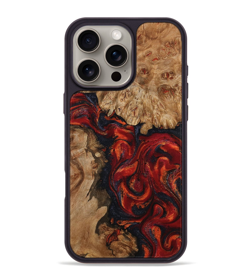 iPhone 16 Pro Max Wood Phone Case - Otho (Red, 799639)