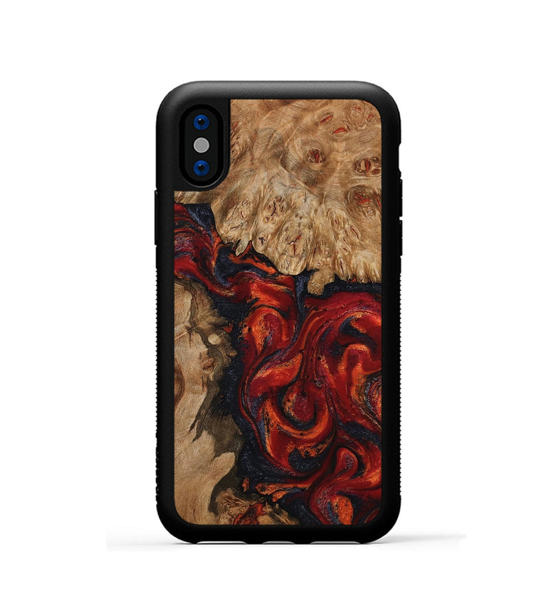 iPhone Xs Wood Phone Case - Otho (Red, 799639)