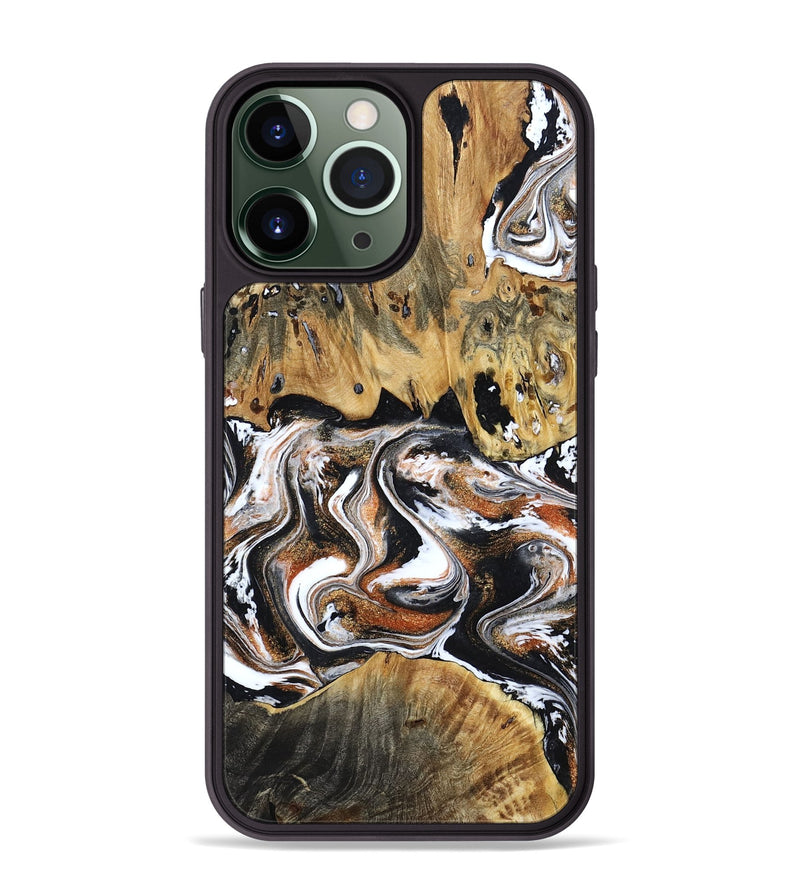 iPhone 13 Pro Max Wood Phone Case - Lorene (Black & White, 799641)