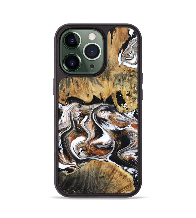 iPhone 13 Pro Wood Phone Case - Lorene (Black & White, 799641)