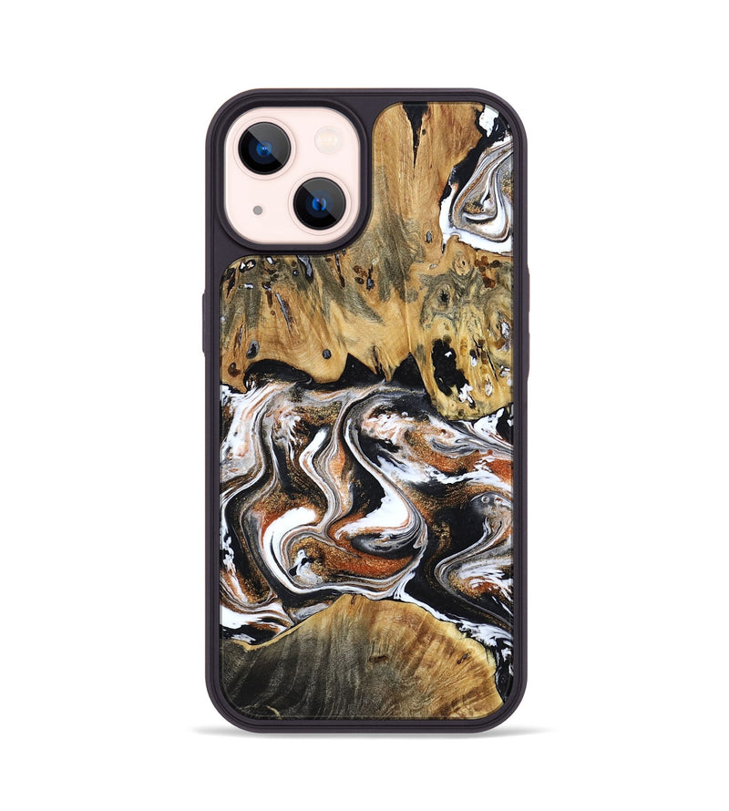 iPhone 14 Wood Phone Case - Lorene (Black & White, 799641)