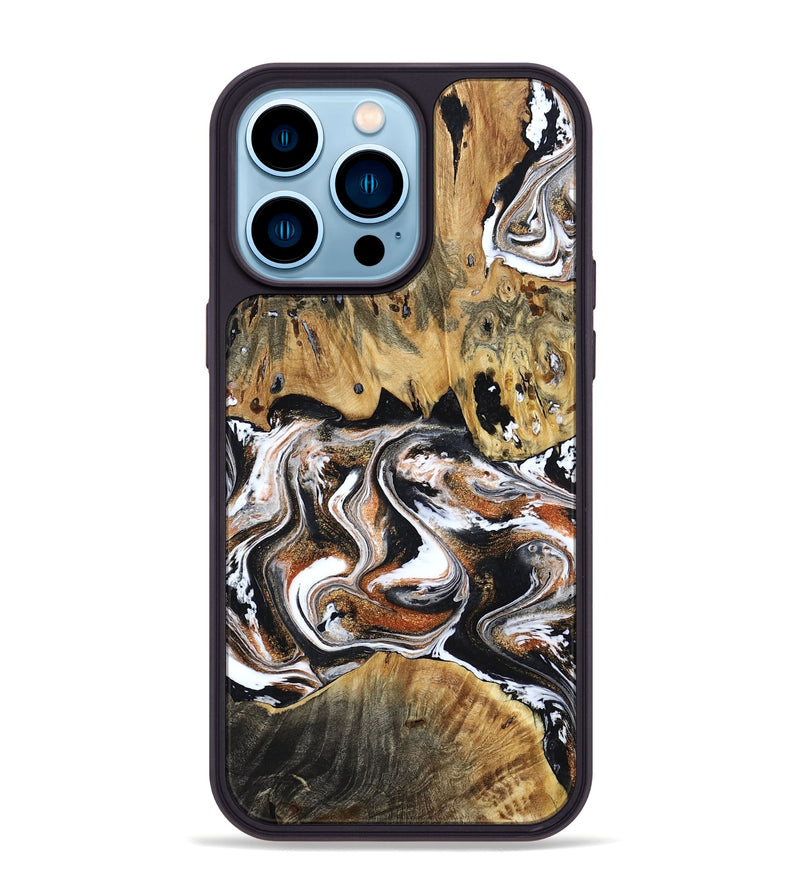 iPhone 14 Pro Max Wood Phone Case - Lorene (Black & White, 799641)