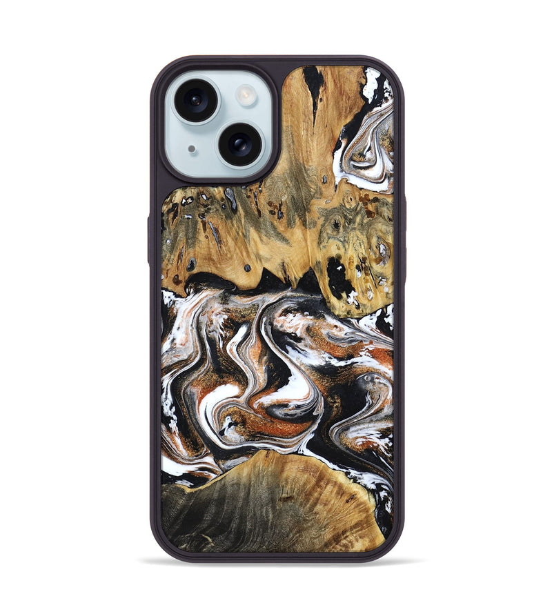iPhone 15 Wood Phone Case - Lorene (Black & White, 799641)