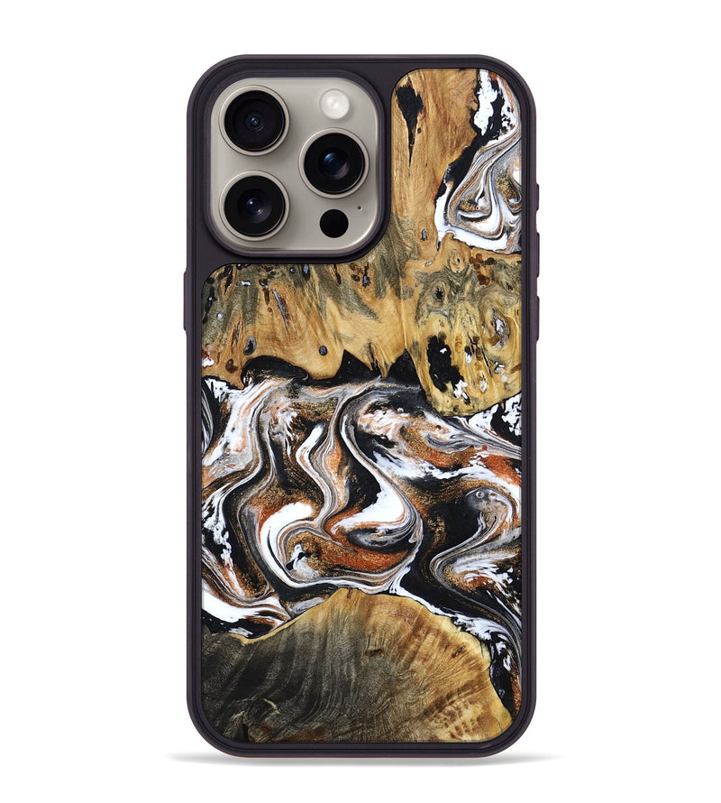 iPhone 15 Pro Max Wood Phone Case - Lorene (Black & White, 799641)