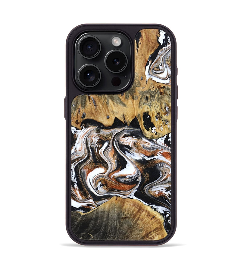 iPhone 15 Pro Wood Phone Case - Lorene (Black & White, 799641)