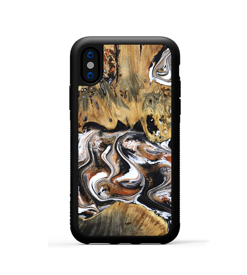 iPhone Xs Wood Phone Case - Lorene (Black & White, 799641)