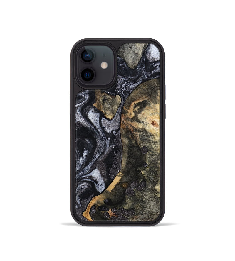 iPhone 12 mini Wood Phone Case - Rikki (Black & White, 799642)