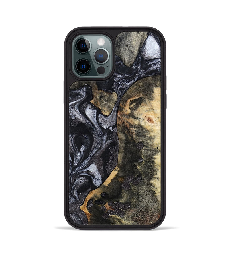 iPhone 12 Pro Wood Phone Case - Rikki (Black & White, 799642)