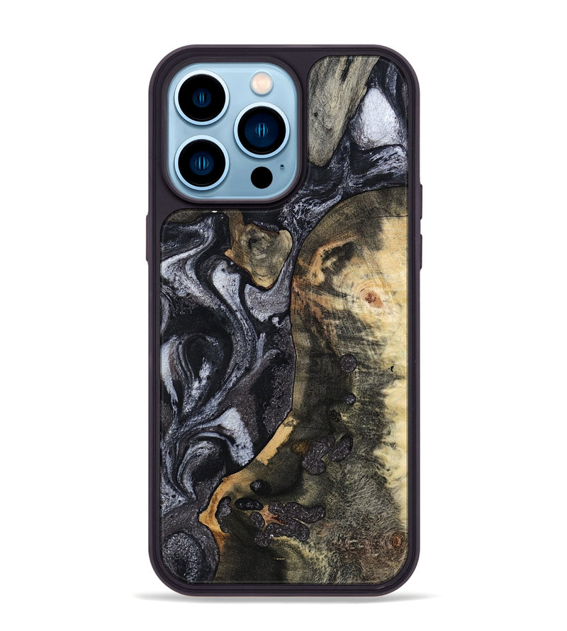 iPhone 14 Pro Max Wood Phone Case - Rikki (Black & White, 799642)