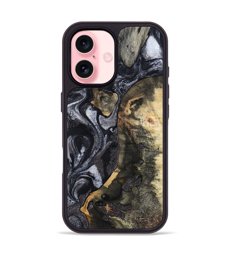 iPhone 16 Wood Phone Case - Rikki (Black & White, 799642)