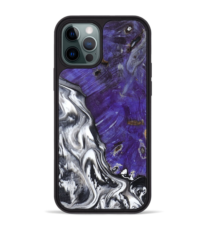 iPhone 12 Pro Max Wood Phone Case - Alison (Black & White, 799643)