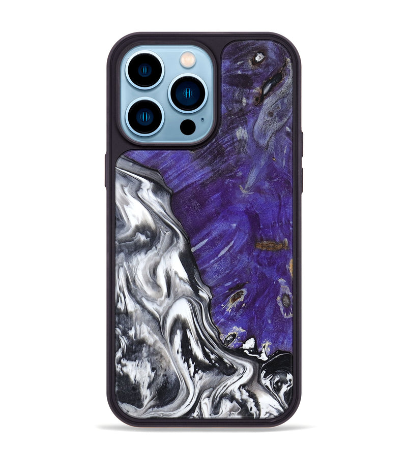 iPhone 14 Pro Max Wood Phone Case - Alison (Black & White, 799643)