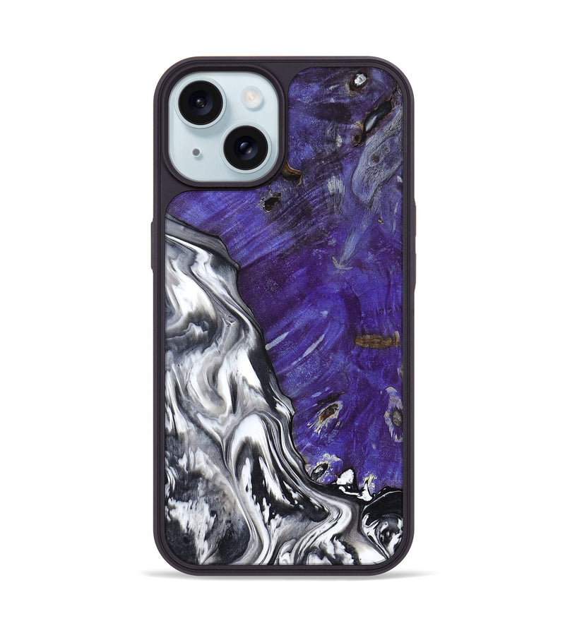 iPhone 15 Wood Phone Case - Alison (Black & White, 799643)